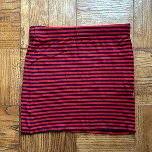 Madewell Navy and Red Sailor Stripe Stretch Mini Skirt